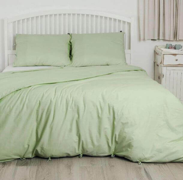 naravna bombazna posteljnina zelena