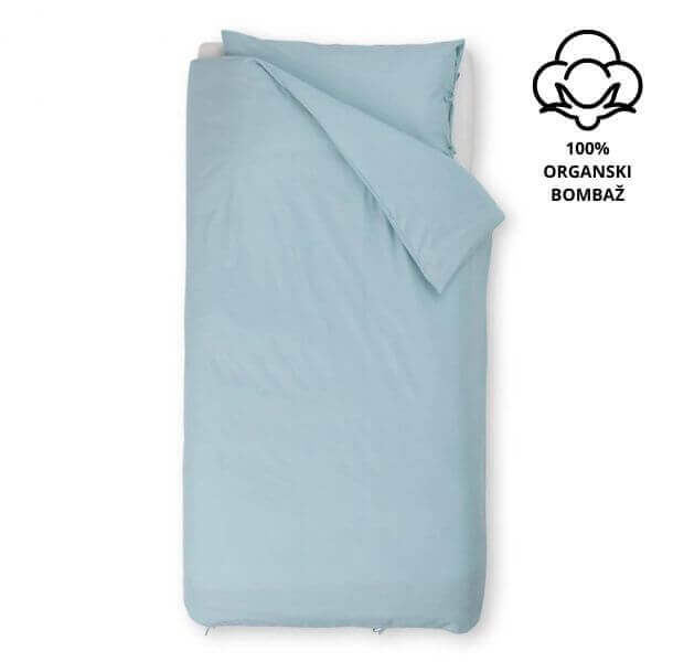 Bombažna posteljnina Organic Tia s trakci - modra (različne dimenzije)